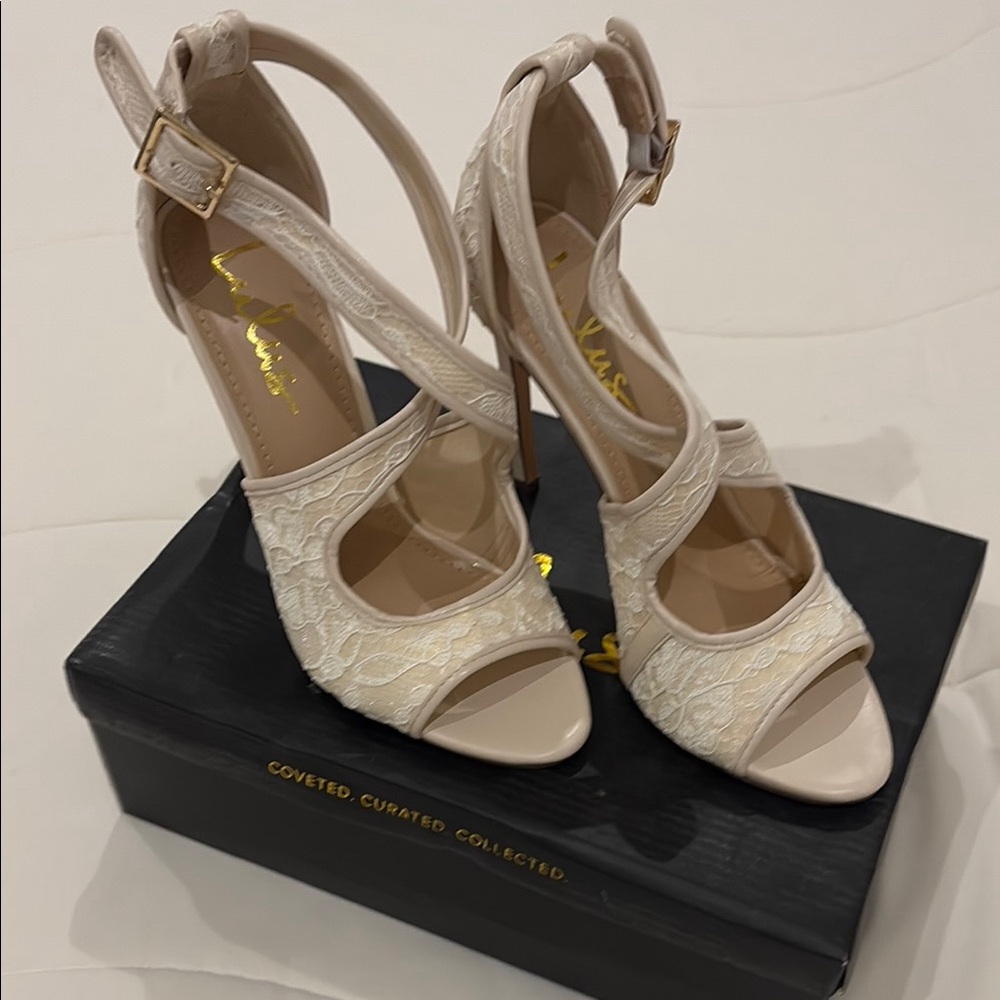 Lulu's Cream Strappy Stiletto Heels
